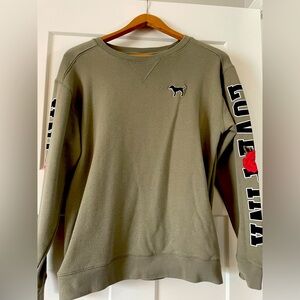 Victoria Secret Vintage PINK Olive green embroidered sweatshirt